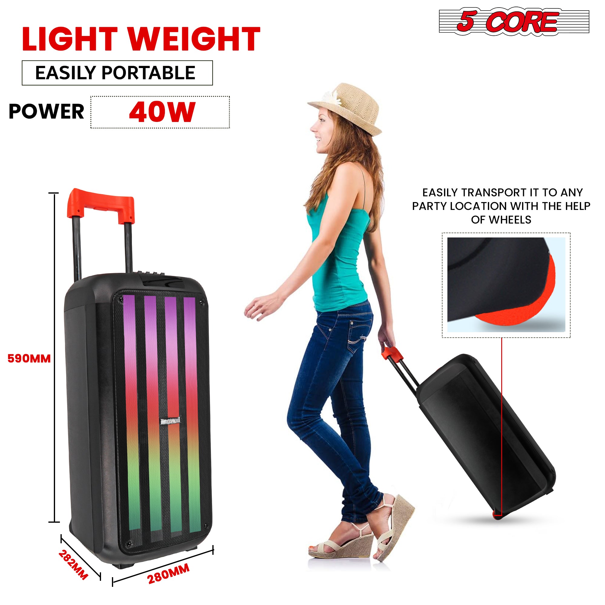 5Core Bluetooth Party Speaker 8 inch PA RGB Partybox Karaoke Machine +
