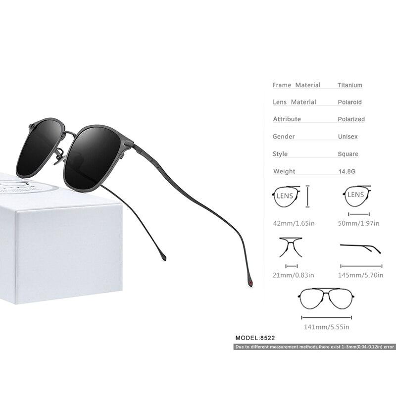 Pure Titanium Sunglasses Men New Fashion Retro Vintage Square High