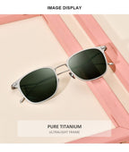 Pure Titanium Sunglasses Men New Fashion Retro Vintage Square High