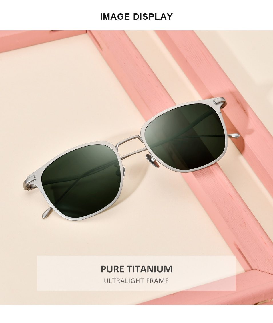 Pure Titanium Sunglasses Men New Fashion Retro Vintage Square High