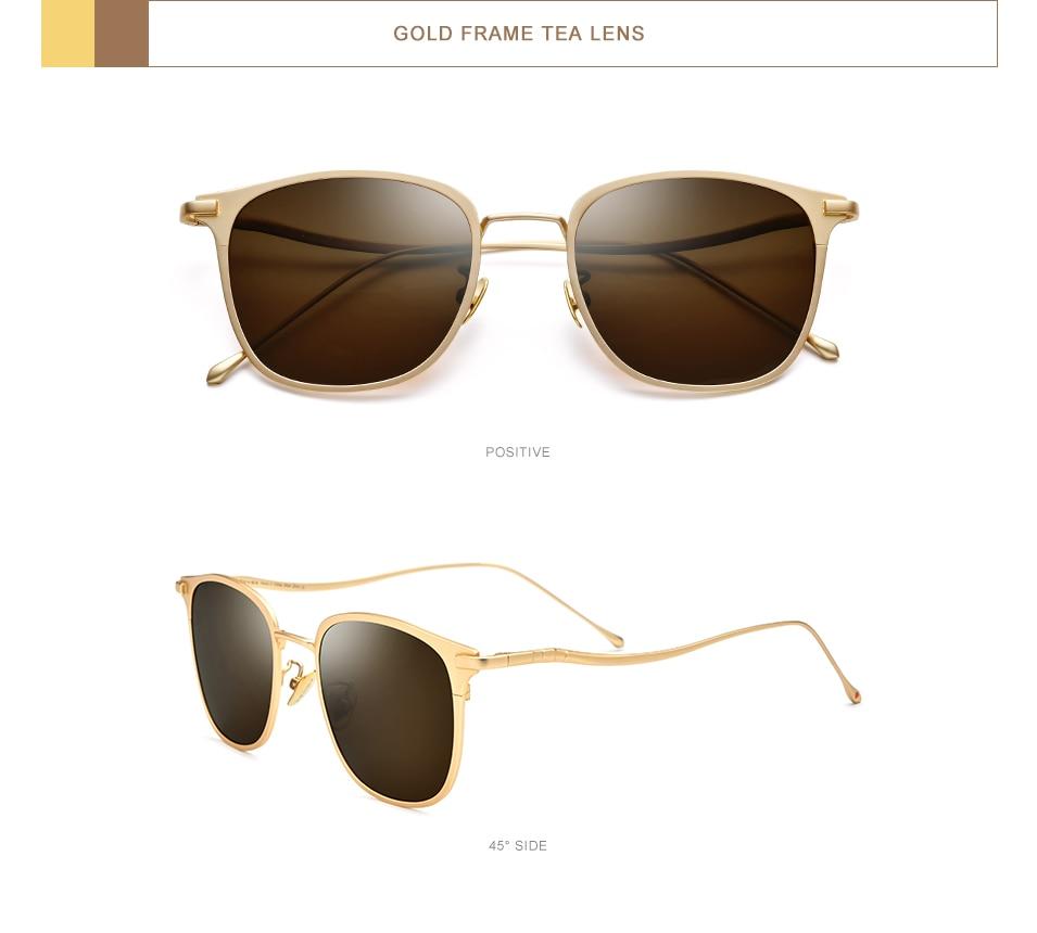 Pure Titanium Sunglasses Men New Fashion Retro Vintage Square High