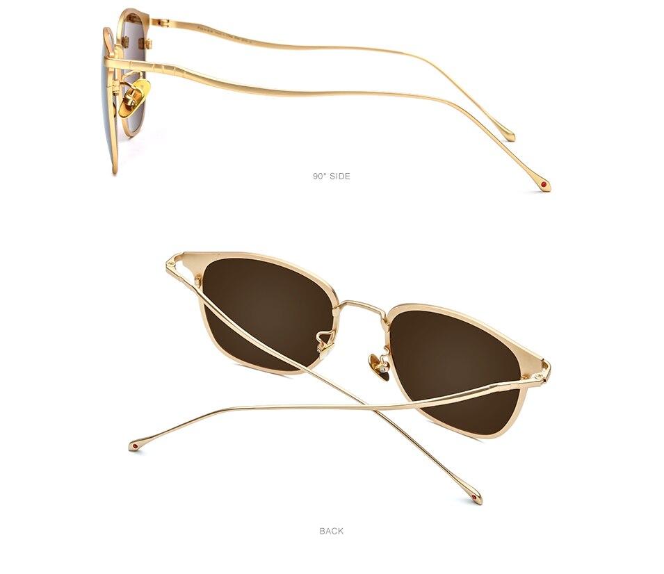Pure Titanium Sunglasses Men New Fashion Retro Vintage Square High