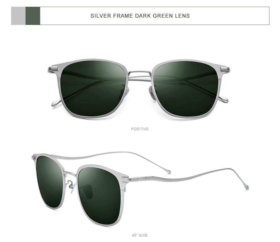 Pure Titanium Sunglasses Men New Fashion Retro Vintage Square High