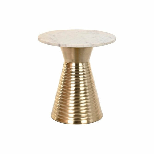 DKD Home Decor White & Gold Marble Top Side Table (47 x 47 x 50 cm)