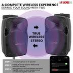 5Core 10 inch PA Portable Bluetooth Party Speaker Karaoke Boombox + 2