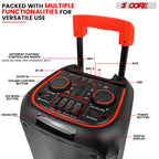 5Core Bluetooth Party Speaker 8 inch PA RGB Partybox Karaoke Machine +