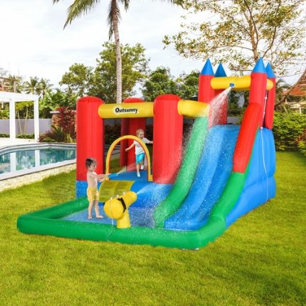 Outsunny Kids Bounce Castle House Inflatable Trampoline Slide Water